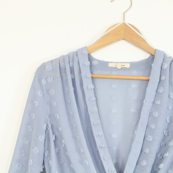 *Laffaire Blue Deep V Neck Blouse - Picture 4 of 7